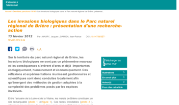 Les invasions biologiques dans le Parc naturel régional de Brière : présentation d'une recherche-action